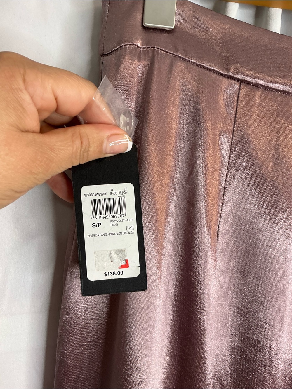 2341 - Guess Metallic Mauve Satin Wide-Leg Pants - Picture 6 of 11